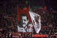 LIVERPOOL, ENGLAND - NOVEMBER 09: Liverpool fans show off a Bob Paisley banner prior to the Barclays Premier League match between Liverpool and Birmingham City at Anfield on November 9, 2009 in Liverpool, England.